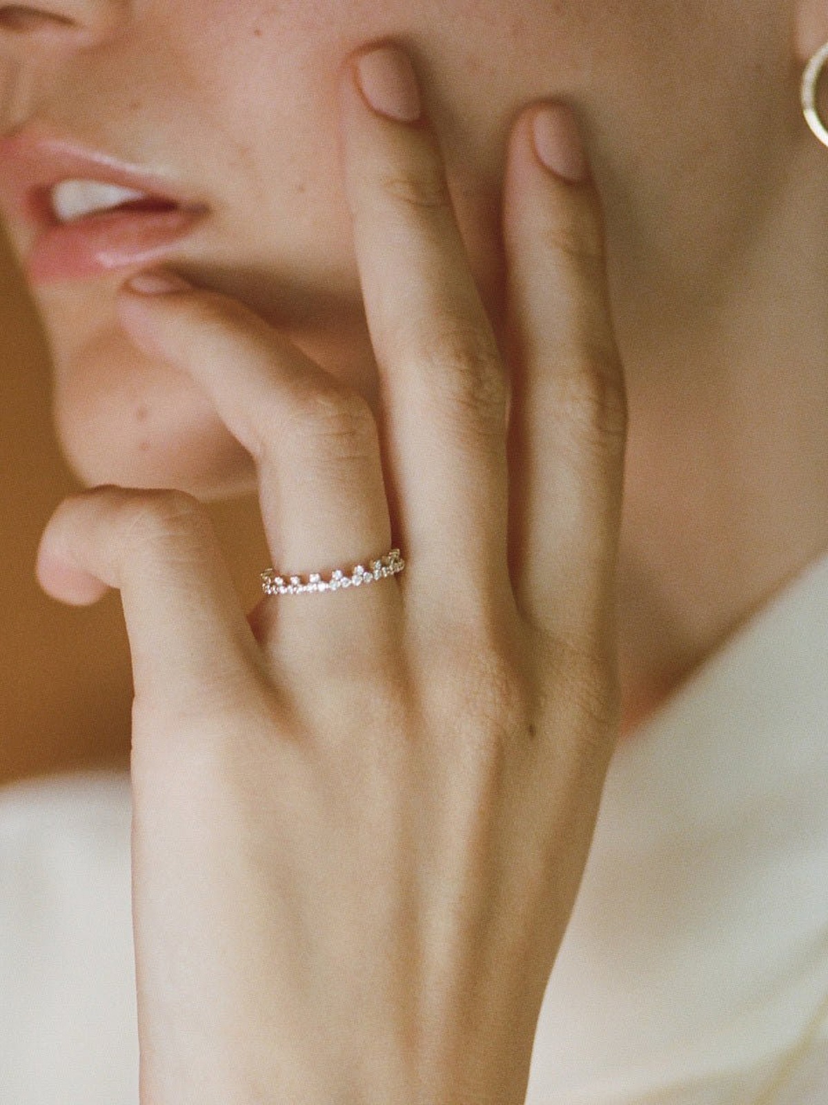 End Bolt Ring with White Pavé Diamonds